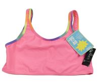 Nové - Neonově růžová plavková lambáda s barevným lemem