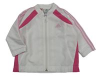 Bílo-růžová šusťáková sportovní bunda s logem Adidas