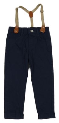 Tmavomodré rifle s kšandami