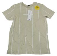 Nové - Béžové pruhované tričko s nápisem George