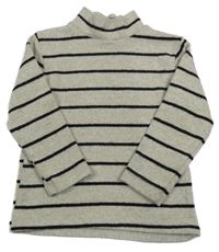 Světlebéžovo-čierny pruhovaný melírovaný úpletový rolák PRIMARK