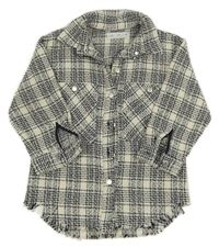 Čierno-smotanová kockovaná košeľová bunda Zara