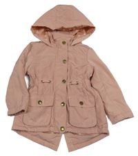 Světlerůžová šusťáková lehká zateplená parka s kapucí F&F