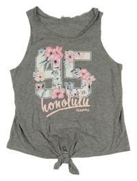 Sivý top s kvetmi a číslom H&M