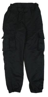 Čierne plátenné cargo cuff nohavice