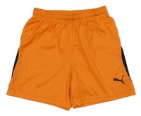 Oranžovo-černé funkční sportovní kraťasy s logem PUMA