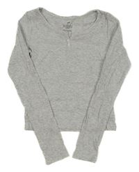 Sivé rebrované crop tričko s gombíkmi H&M