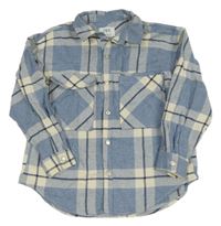 Světlemodro-biela kockovaná košeľová bunda Zara