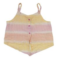 Bielo-ružovo-žltá pruhovaná krová crop blúzka Primark