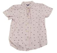 Světlerůžová košile s palmami Matalan