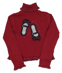 Červený sveter s piškoty a rolákom