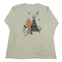 Smotanové tričko so stromčekmi  zn. Next
