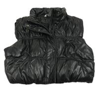 Čierna koženková zateplená crop vesta Peacocks