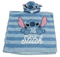Modro-svetlomodré froté osuškové pončo so Stitchem a kapucňou Disney