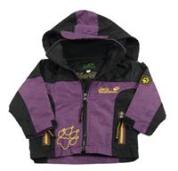 Vínovo-čierna šušťáková jarná outdoorová bunda s kapucňou Jack Wolfskin