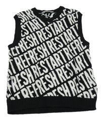 Čierna svetrová vesta s nápismi H&M