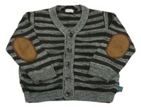 Sivo-hnedý pruhovaný prepínaci sveter s náloketníky