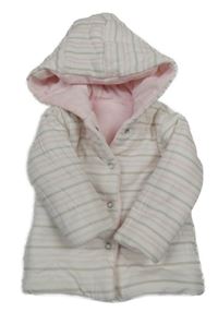 Barevný pruhovaný bavlněný zateplený kabátek s kapucí 