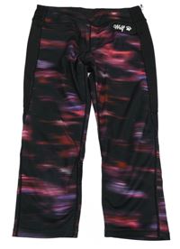 Černo-růžové melírované sportovní capri legíny Wolf