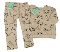 Nové - 2set - Béžová mikina s kočkami + legíny So Cute