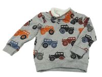 Sivá mikina s traktory s rolákom Topomini