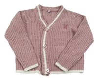 Starorůžový propínací svetr s bílým lemem Yigga 