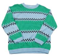 Zeleno-světlemodrý vzorovaný svetr H&M