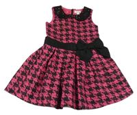 Růžovo-černé kostkované šaty s mašlí Place 