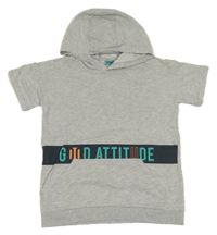 Sivá melírovaná tepláková vesta s nápisom a kapucňou LC Waikiki