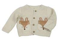 Smetanový propínací svetr se zajíčky George 