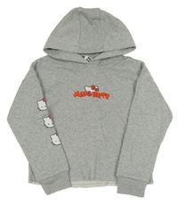 Sivá crop mikina s Hello Kitty a kapucňou Sanrio