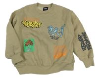 Béžová oversize mikina s nápismi Zara