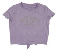 Fialové melírované športové crop tričko s nápisom C&A