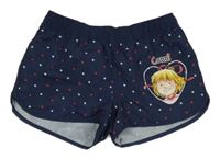 Tmavomodré sportovní kraťasy Conni s bodkami