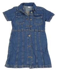 Modré rifľové prepínaci šaty s golierikom Next