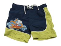 Tmavomodro-limetkové plážové kraťasy se Snoopym H&M