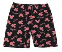 Čierno-ružové bavlnené kraťasy s Mickeym