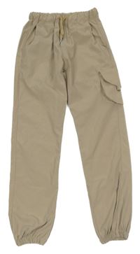 Béžové šusťákové cargo cuff kalhoty 