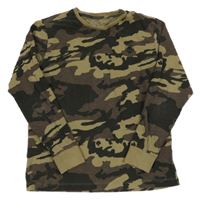 Béžovo-hnedo-čierne army tričko s lebkou Next