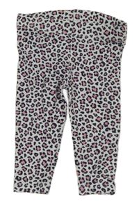 Bielo-tmavošedo-ružové vzorované legíny