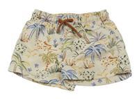 Smotanové plážové kraťasy s palmami Zara