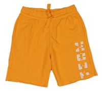 Oranžové teplákové kraťasy s nápisom H&M