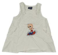 Biele plátenné na traké šaty s výšivkou Campus