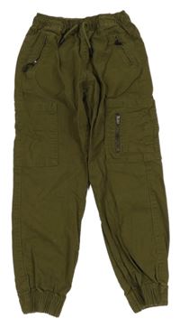 Olivové plátenné cargo cuff nohavice Primark