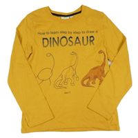 Okrové tričko s dinosaurami Kids