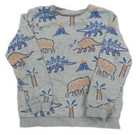 Sivá mikina s dinosaurami a mamuty M&S