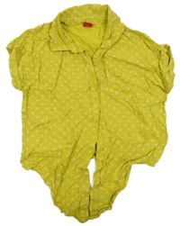 Citronová crop blúzka so vzorom a zavazováním S. Oliver