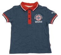 Tmavomodro-červené polo tričko s výšivkou Lee Cooper
