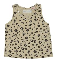 Béžovo-hnedý vzorovaný rebrovaný crop top Zara