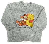 Šedá melírovaná mikina s medvídkem Pú Disney